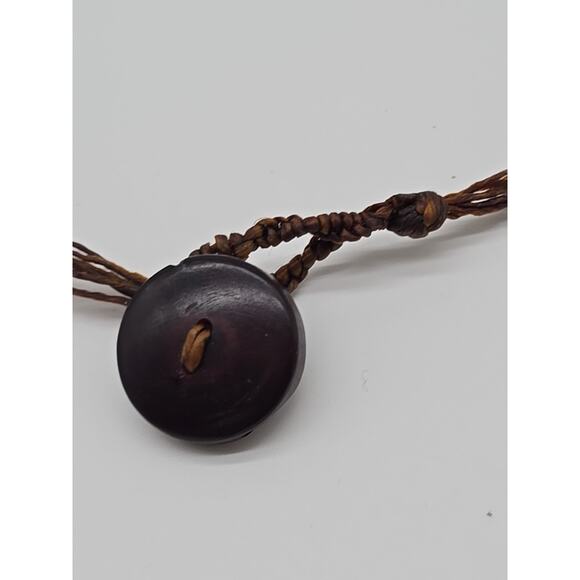 Tribal Plum Purple Artisan Tagua Nut Wrapped Bead Necklace Button Toggle Closure - Picture 7 of 16